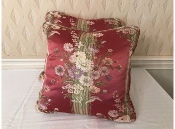 Pair Of Down Filled Decorative Pillows - Silk With Embroidery - 17' Square