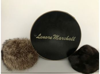 Ladies Vintage Fur Hats - Lenora Marshall Pillbox Hat And Adolfo II Paris Plus Original Box