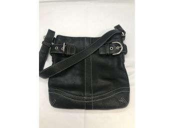 Vintage COACH Black Leather Bag With Side Buckles
