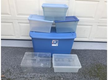 6 PC Lot Of Plastic Storage Containers - Steralite, Rubbermaid Plus