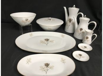 Vintage Rosenthal Continental Shadow Rose Serving Pieces 9pc - Pristine! 1953-89