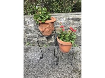 Pair Of Metal Plant Stands - 21.5' Tall And 13' Tall - Plants Not Included