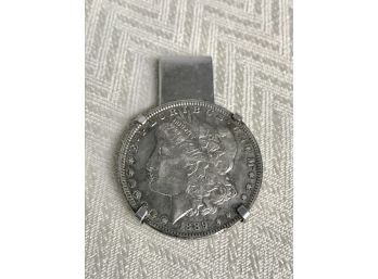 Silver Money Clip With 1889 Morgan Dollar Coin Accent