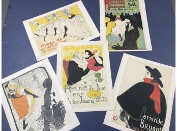 5pc Set Of French Poster Prints - Moulin Rouge, Reine De Joie, Plus
