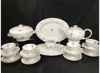 Rosenthal 22pc China Set - Hillside  - Selb Germany - Pink Roses And Floral  - Discontinued