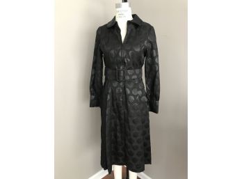 1950s Dot Dress With Wide Belt, Full Cuffed Sleeves Estimate Size 10-12