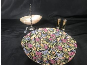 Elegant Assortment! Royal Winton Plate, Antique Mother Of Pearl Salt Cellar & Modern S&P  Set