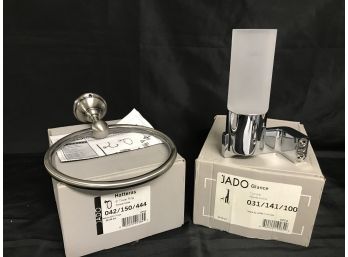 Jado Fixtures - 2 New In Box - Hatteras Towel Ring And Glance Tumbler Drink Cup