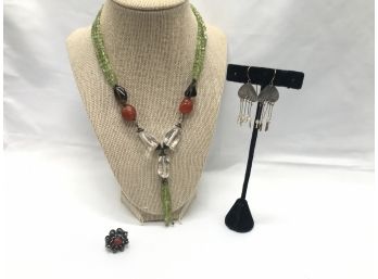 3pc Necklace, Ring And Earring Collection - Handcrafted Necklace Plus