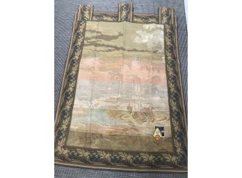Gobelin Belge Victorian Tapestry 61'L X 45'W - 7' Tabs - Belgium Lake With Swans
