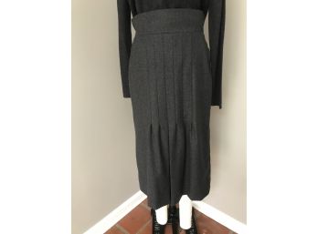 Vintage Oscar De La Renta Long Wool & Cashmere Pleated Skirt - Size 8 Bergdorf Goodman