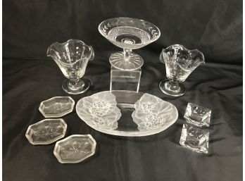 9pc Crystal & Glass Grouping - Waterford, Mikasa, Vintage Plus