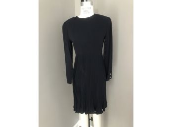 Vintage Chetta B For Bergdorf Goodman Navy Dress - Pleated Skirt, Size 4
