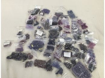72 Piece Assorted Purple Toned Beads And Beading Accessories -NEW!