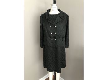 Vintage Sleeveless Dress With Rhinestone Button Front Jacket 1970s - No Label