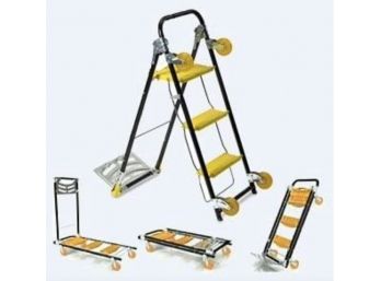 Total Trolley 4-in-1 Utility Cart - Hand Truck, 4 Wheeled Dolly, Flatbed Cart Or Step Ladder  MSRP $110