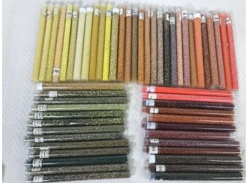55 Pc Lot Of  Seed Beads - The Sunny Collection - Yellows, Oranges, Greens And Browns