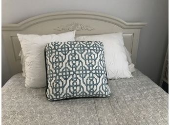 Lacefield Original Decorative Pillow, Made In USA, Cotton Cover With Velvet Trim And Down-filled Interior