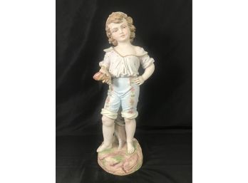 Antique German Muster Figurine Of A Child Holding A Seashell  #472