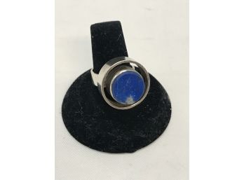 Blue Lapis And Sterling Ring - Modern Look - Size 6.5