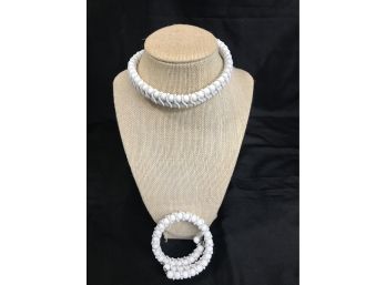 1950's Wrap Necklace & Bracelet - Glass Beads With Wire
