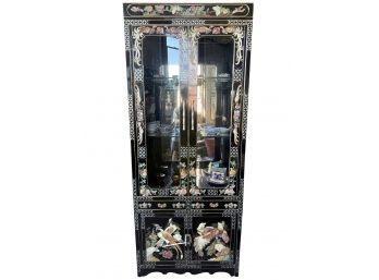 Gorgeous Chinoiserie Lacquer Cabinet With Inlaid Detail - 1 Of 2