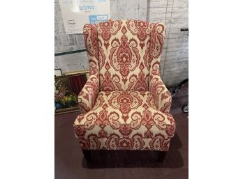 Red Patterned Wing Back Chair With Nailhead Trim By Craftsmaster - Better Homes & Gardens