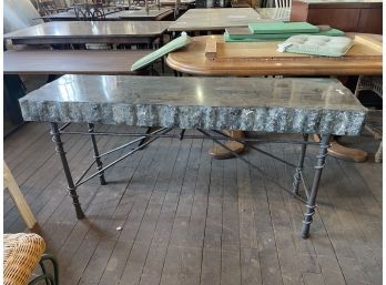 Thick Marble Stone Top Wrought Iron Base Console Or Entry Table