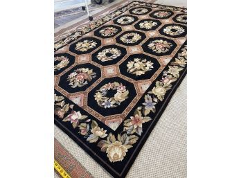 Wool Needlepoint Floral Themed Area Rug, Cotton Backing - Gorgeous!  5x8