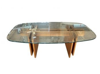 Modern Teak Wood Coffee Table With Glass Top