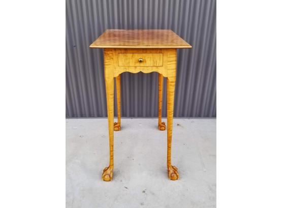 Vintage Tiger Maple Clawfoot Side Table
