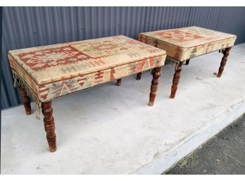 Vintage Southwestern/Navajo Inspired Pair Of Benches