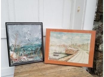 Vintage Seascapes - Oil On Canvas, Watercolor - ELM