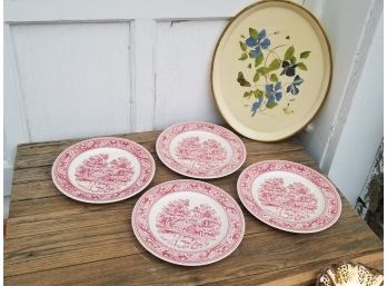 Vintage Ironstone China And Handpainted Serving Tray - ELM