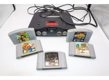 Nintendo 64 System With 5 Games! Including Diddy Kong Racing And Mario Golf!