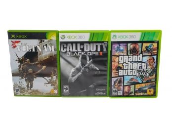 3 Xbox 360 Games: Grand Theft Auto 5, Call Of Duty Black Ops II, Conflict Vietnam