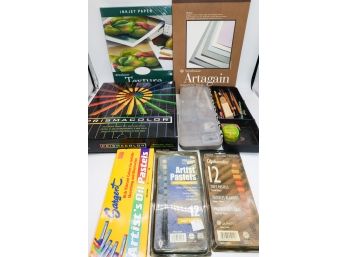 Large Lot Of Art Supplies And Prisma Colored Pencils