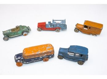 Vintage Collection Of Metal Cars With Metal Wheels
