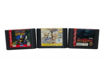 3 SEGA Genesis Games Mortal Kombat II, Sonic 3D Blast, Speedball 2