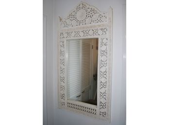 Vintage Decorative Painted White Mirror