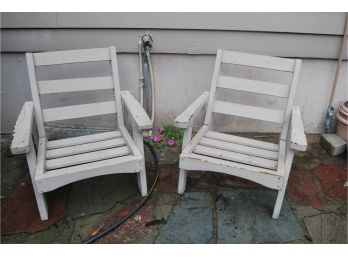 Set Of Four Pieces Of Painted Wood Outdoor Furniture