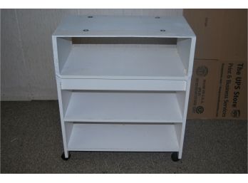 Painted White Wood Rooling Storage Cart