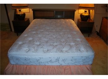 Vintage Wood Full Frame Bed With Mattress By Sleepys