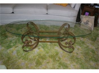1970s Metal And Glass Top Coffee Table