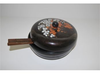 Asian Decorative Bowl With Chopsticks