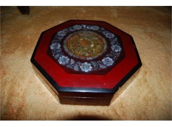 Octagonal Jewelry Box With Mother Of Pearl Inlay