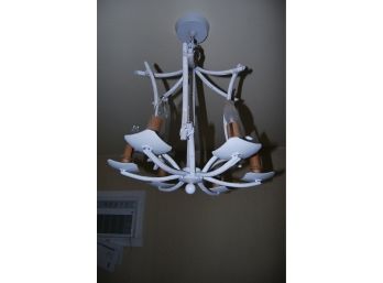 Pair Of Bamboo Inspired White Chandeliers