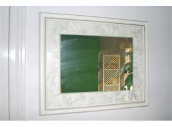 White Painted Mirror With Floral Motif