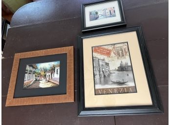 Trio Of Framed Wall Art, Including Two Venetian Scenes