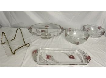 Calla Lily Pressed Glass Serving Set